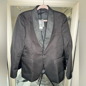 Grace Karin Men’s Black Tuxedo Blazer | Paisley Shawl Collar | NWT Size Small